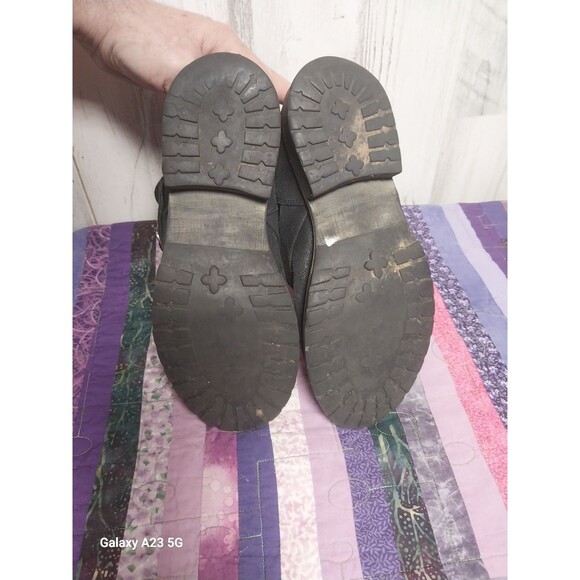 Steve Madden COLONY Leather Black Booties Moto Biker Boots 3 Buckles ~ Size 9 M - Picture 2 of 9